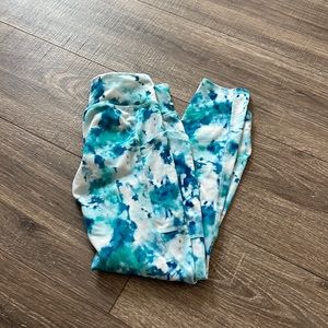 Blue, white and green Leggins girls, medium